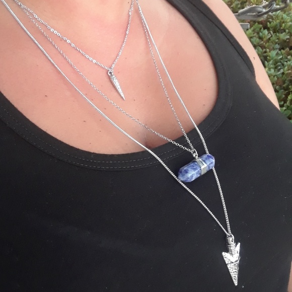 3 layer natural stone necklace - Picture 3 of 5